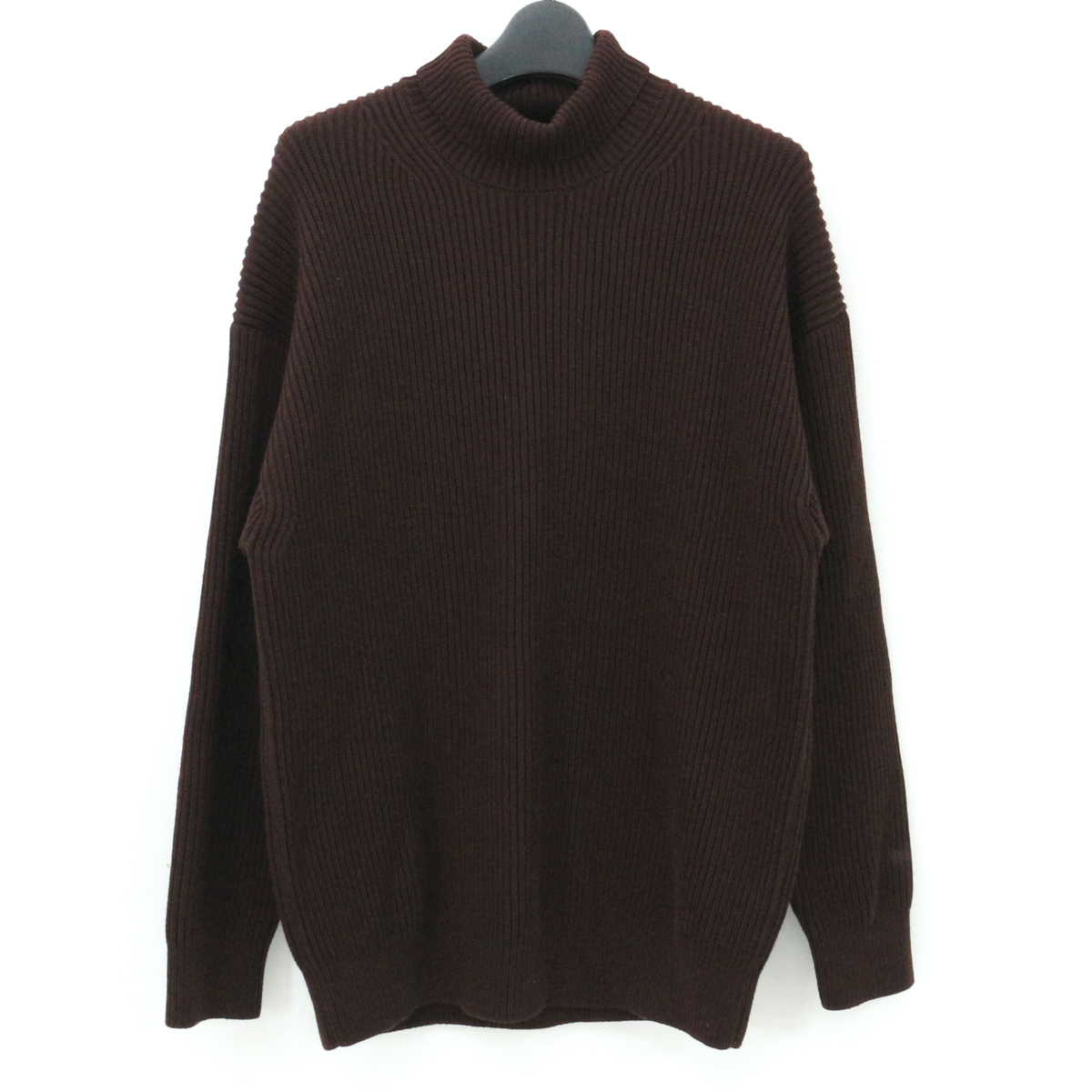 SUPER FINE WOOL RIB KNIT TURTLE NECK P/O