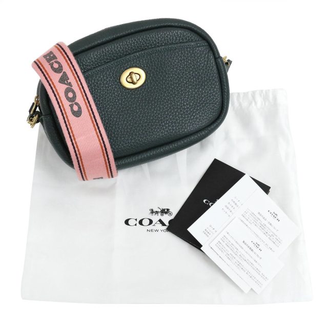 COACH コーチ 21AW ぺブルレザーカメラショルダーバッグ LEATHER CROSSBODY CAMERA BAG WITH